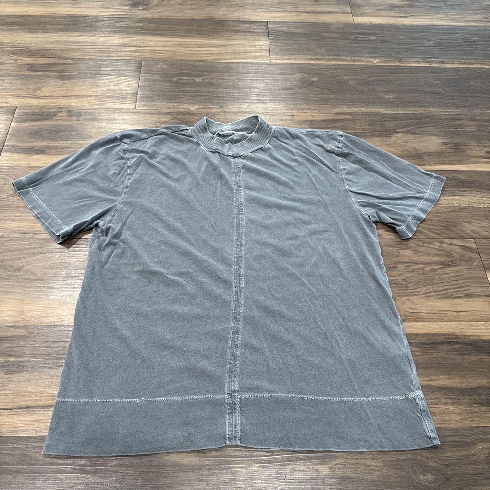 Anthropologie Shirt Womens Small Gray Mock Neck Relaxed Basic Tee Washed